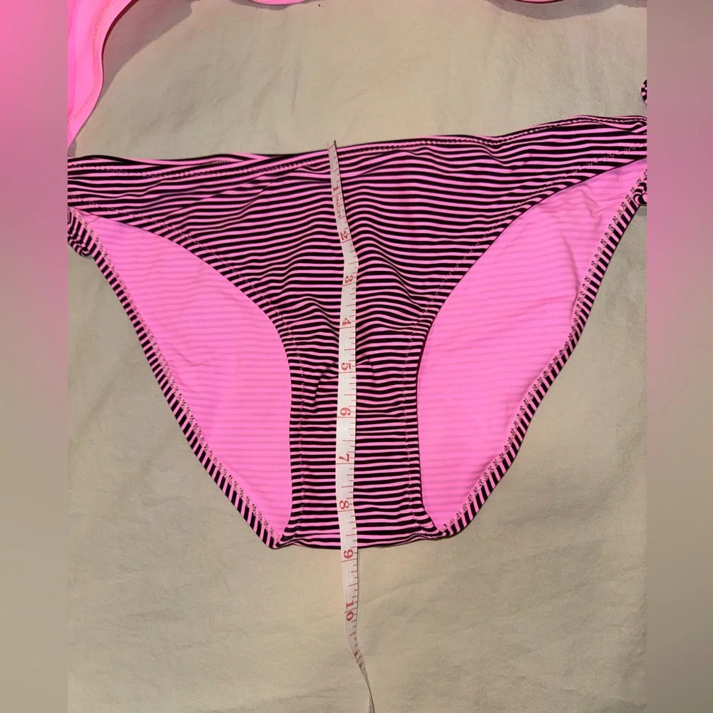 Pink Swimsuit with Striped Bottoms - Picture 6 of 7